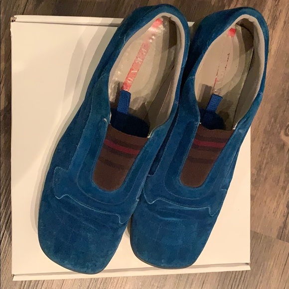 prada blue suede shoes